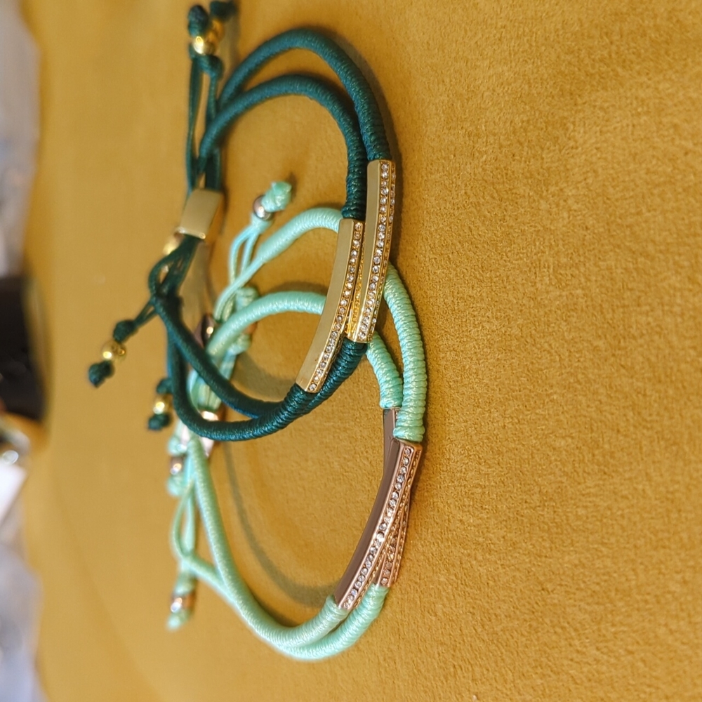Dark Green Fossil Stackable Adjustable Bracelets